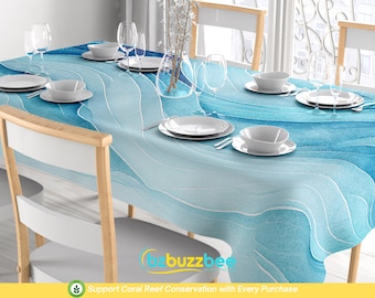 Vandarllin Chemin De Table En Coton Et Lin - Thème Plage - Coquillages Et Bleus - Décoration De Table Pour Mariage, Fête, Dîner, Maison - 40,6 X 182,9 Cm