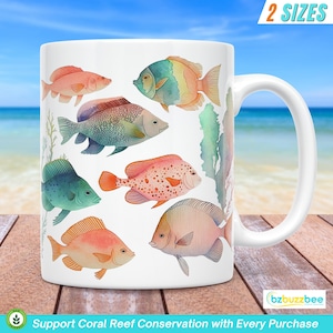 Watercolor Fish Coffee Mug: Personalized Coastal Decor, Beach House Gift