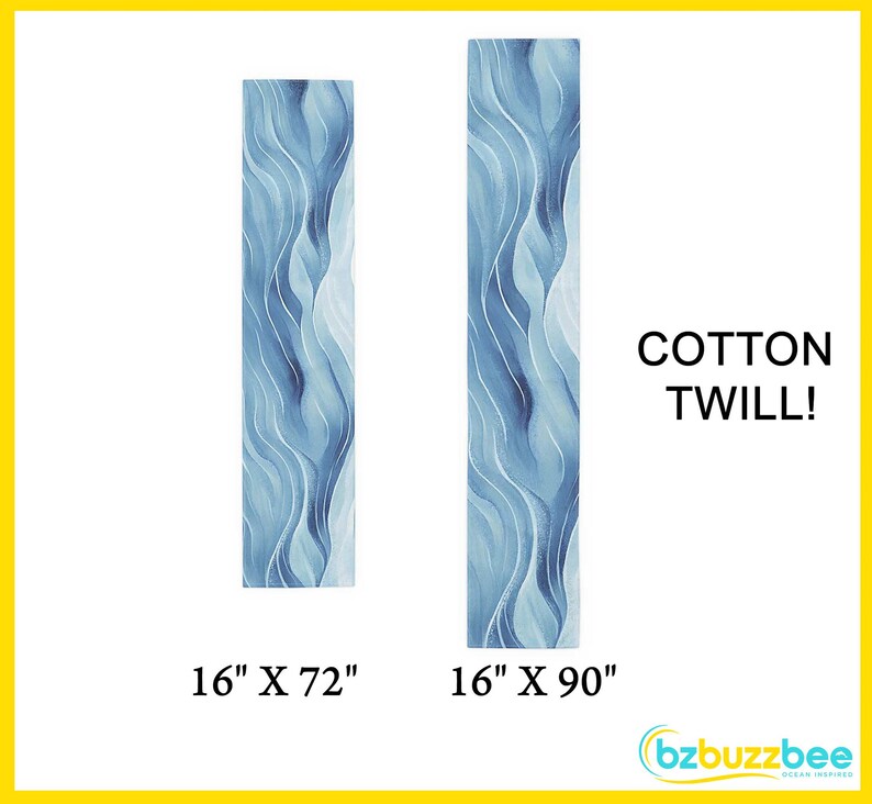 Wave Table Runner Pattern Ocean Wave Table Runner 16x72 Blue Watercolor Coastal Beach House ...
