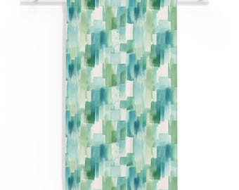 Green and Blue Patchwork Sheer Window Curtain
