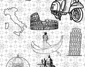 Italy SVG files, Italy clipart PNG files, Italy SVG bundle, Italy SVG files for Cricut, Italy digital illustration, Italy