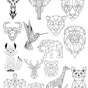 Mosaico, alce de montaña svg, png, jpg, archivo, archivo cortado, descargas digitales, varios animales, elefante, león, tigre, león, nuevo, nuevo, conjunto, paquete, 16
