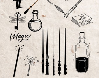 Bacchetta SVG, regalo di compleanno, Potter, magia SVG, mago SVG, Halloween, mondo magico SVG, ferro, acciaio, collezione, incantesimo SVG, strega, compleanno, SVG
