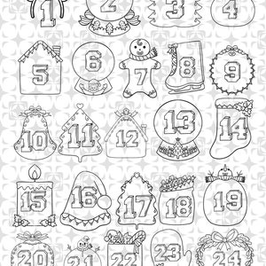 Adventskalender nummers plotterbestand, laser NIEUW, nieuw, Kerstmis, 1-24 Kerstkalender, sneeuwbol, sneeuw, Kerstmis, festival, voorbereiding, svg