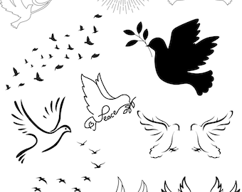 Doves SVG Peace Symbol, Digital Download, DIY Peace Crafts, Doves Graphic, Instant Download, Peace Symbol Decor, New, NEW, Doves SVG, PNG