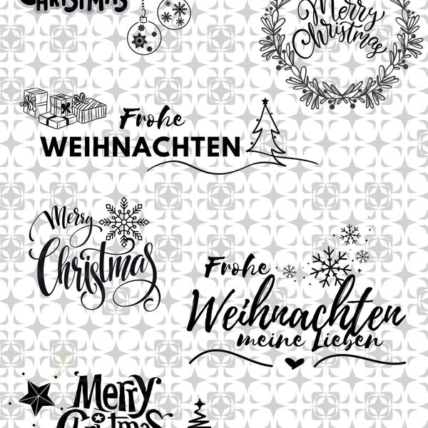 Merry Christmas, SVG Bundle, Christmas plotter file for Cricut, X-mas vector icons, Advent calendar, sayings, Merry Chrismas svg, font svg