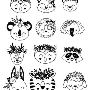 Bambino, neonato, SVG, png, animale, animali, carino, neonato, body, coniglio, leone, tigre, gufo, elefante, koala, set, SET, digitale, design carino, nuovo