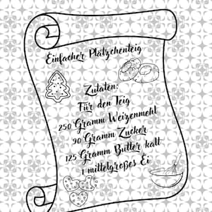 geschenkidee,vorbereitung weihnachten,chrismas,tütenrez svg,fertiges rezept kekse plätzchen svg,Plätzchen Rezept zum beschriften SVG Digital