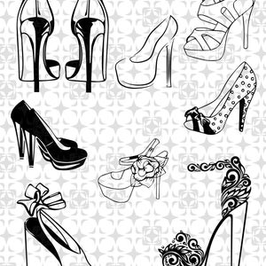Talons hauts SVG Bundle, Talons Silhouette, Talons hauts Clipart, Chaussures femme svg, Talons svg fichier coupé, Talons Cricut, Talons hauts svg