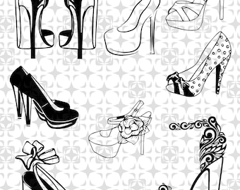 High Heels SVG Bundle, Heels Silhouette, High Heels Clipart, Women's Shoes SVG, Heels SVG Cut File, Heels Cricut, High Heels SVG