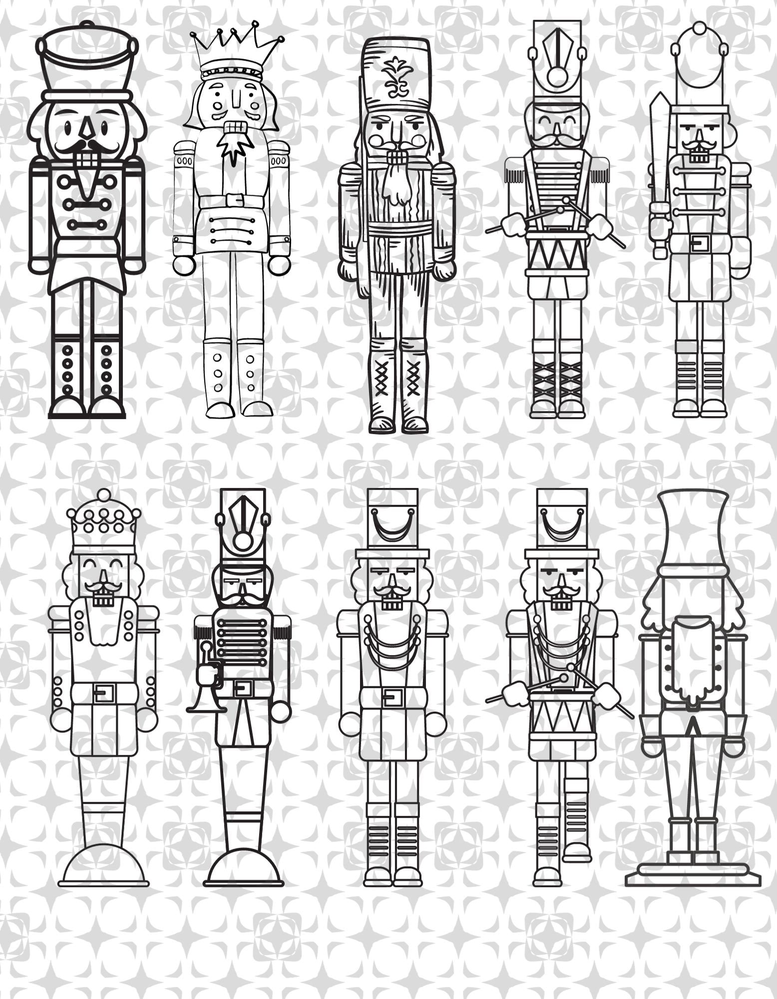 Black and White Outline, Nutcracker Svg, Castle Guard or Toy Soldier