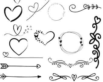Heart bundle SVG, heart doodle SVG, heart SVG files for Cricut, heart clipart, hand-drawn heart SVG, open heart SVG, bundle, simple heart SVG