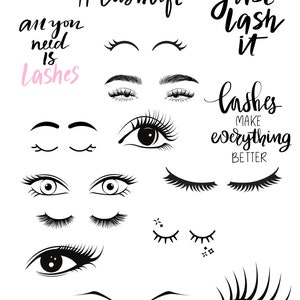Eyelashes SVG cutting file, Eyelashes SVG, Eyelash extensions svg cutting files for Cricut, Silhouette, Beauty, Makeup svg, Mascara svg