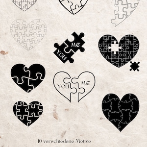 Hart puzzel SVG, puzzelstukjes, puzzelstukjes, hart puzzel SVG, hart hanger SVG, puzzelstukje SVG, puzzelstukje SVG, PNG, Valentijnsdag SVG,