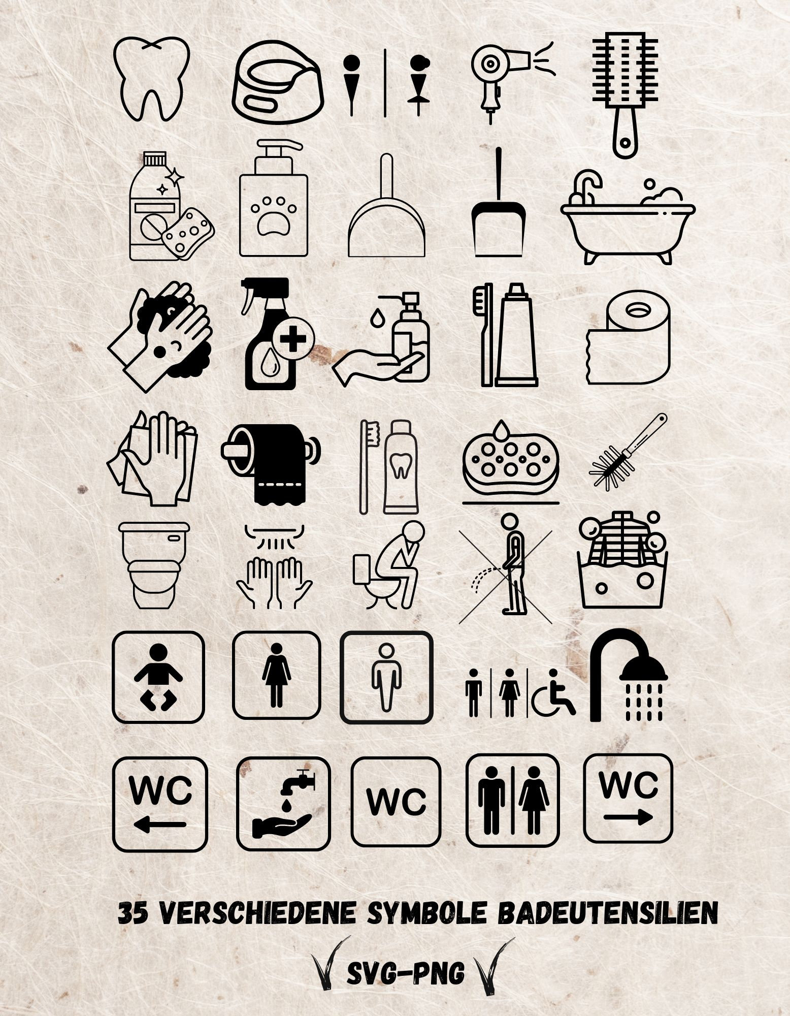 35 Bathroom SVG Bundle,Wc Svg,Bathroom Svg,Toilet Svg symbol,handwashing  symbol svg,bathroom utensils svg,various symbols bathroom svg,, image size:1556x2000