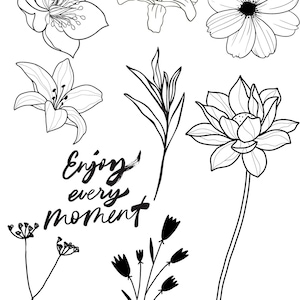 Gráficos vectoriales SVG de flores, patrón floral digital, imágenes prediseñadas de flores, proyecto de artesanía DIY, diseño floral, SVG, archivo de corte digital, diseño de flores, conjunto