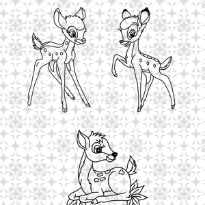 Bambi SVG, gelaagde SVG, cricut, gesneden bestand, gesneden bestand, clipart, PNG, silhouet, bundel overzicht digitale download SVG en PNG, Bambi digitale bestanden