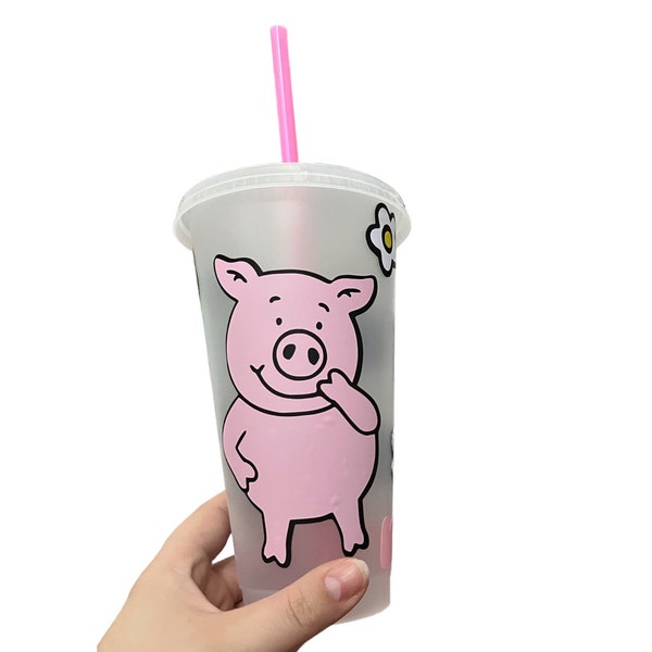 Pink Pig Inspired Personalised Cold Cup