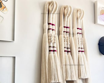 Tapiz de pared de macramé mexicano tejido a mano Lienzo Mestizo, tapiz bohemio, decoración Lomas Caralarga