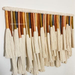 Mexican Macrame Wall Hanging Large Boho Wall Decor Extra Long Fiber Art Tapestry Obakki Style Lomas Inspired Neutral Home Decor