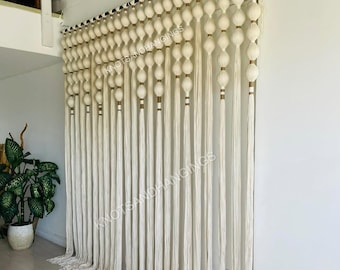Tapiz de pared de macramé bohemio, lujoso tapiz artesanal de Lomas y Caralarga, arte de fibra bohemio.