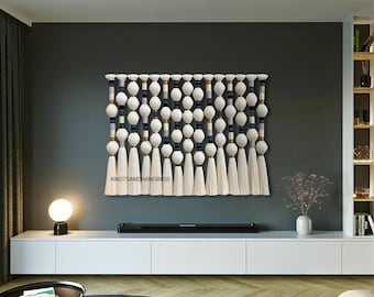 Handgefertigter Makramee-Wandbehang, Boho-Wandteppich aus Baumwollfasern