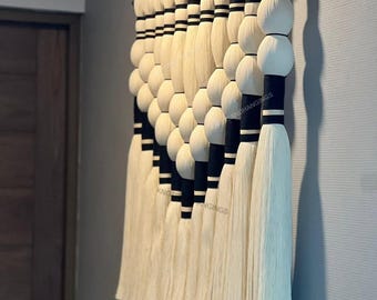 Tapiz de pared bohemio de algodón tejido, tapiz grande de macramé, diseño Lomas Caralarga, arte de pared bohemio chic para decoración de interiores.