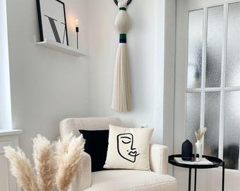 Großer Boho Makramee Wandbehang, Lomas & Caralarga Stil, Baumwolle Tapisserie, Neutrale Wanddekoration