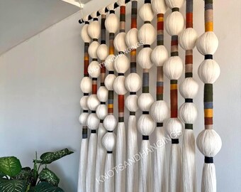 Tapiz de pared bohemio de macramé, decoración artesanal de algodón estilo mexicano – Tapiz Lomas y Caralarga, decoración de pared con arte de fibra bohemio
