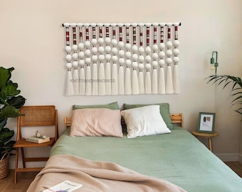Majestuoso Makramee-Wandbehang Großer Boho-mexikanisches Dekor Neutral-Baumwollwandkunst Lomas inspirierter Obakki-Stil handgemachter Wandteppich