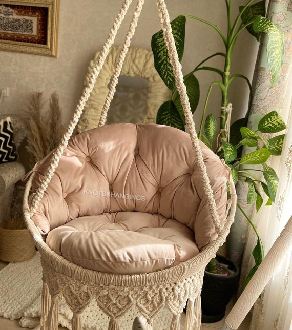 Best Gift Macrame Swing, Macramé luxury patio/garden swing, Macramé Swing,  handmade rope Housewarming gift, Hanging Swing Chair Boho decor