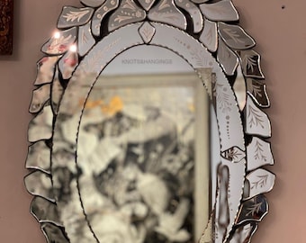 Vintage Venetian Mirror, Italian Style Etched Glass Wall Decor Classic Glass Mirror for Home Decor