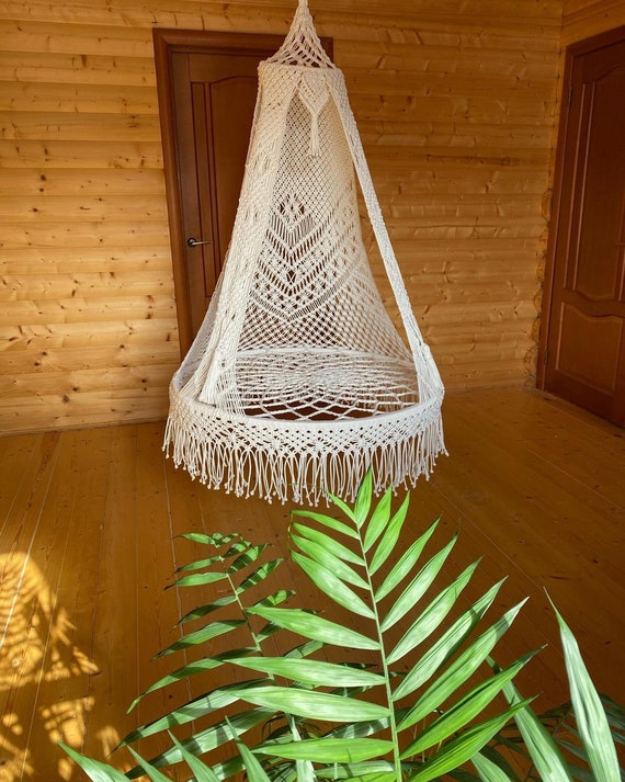 Luxury Macrame Round Swing, Hanging Cotton Macrame Hammock Chair, Macrame  Swing Chair, Macrame handmade Swing