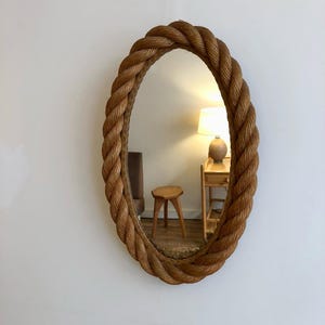 Ovaler Seilspiegel • Rahmen aus Naturjute, Wanddeko im Küsten-Landhausstil