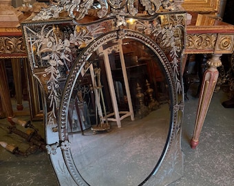 Venetian Beveled Wall Mirror | Vintage Interior Decor | Decorative Hanging Mirror for Home