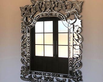 Luxury Venetian Statement Mirror, Handmade Glass Wall Art, Ornate Italian Decor, Grand Entryway Mirror