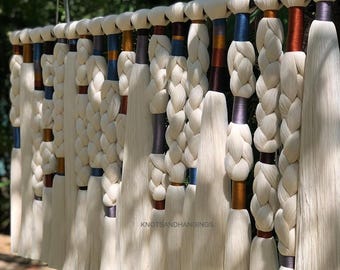 Tapiz de pared de macramé de algodón estilo boho, tapiz tejido a mano inspirado en Lomas y Caralarga, decoración de pared boho para sala de estar, decoración de interiores.