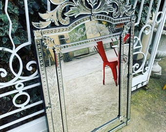 Venetian Decorative Mirror, Handmade Luxury Wall Accent, Beveled Glass Design, Vintage Italian Home Decor, Statement Mirror