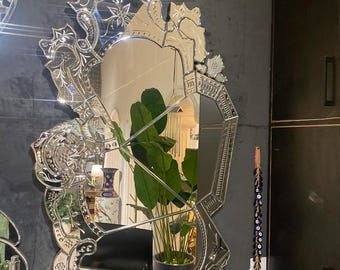 Antique Style Handmade Venetian Mirror | Decorative Beveled Glass | Elegant Hallway and Entryway Wall Decor
