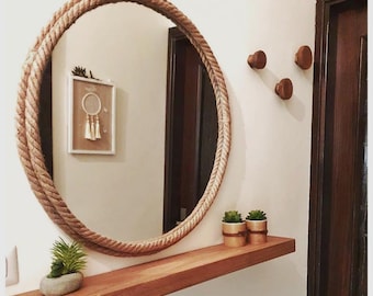 Nautical Jute Rope Mirror Museum Style Venetian Mirror, Handmade Luxury Wall Decor, Italian Inspired Beveled Glass Masterpiece
