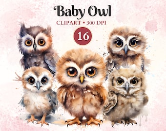 Babyuggle Clipart, Uggle Barnrumskonst, Skogsdjur, Skogsdjur, Könsavslöjande Dekoration, Födelsedagsinbjudan