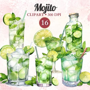Clipart Mojito, Mojito Png, Clipart cocktail, Png cocktail, Vettore cocktail, Clipart alcolici, Bevande, Estate, Festa