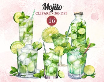 Mojito Clipart, Mojito Png, Cocktail Clipart, Cocktail Png, Cocktail Vector, Alcohol Clipart, Drink, Summer, Party