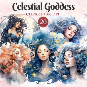 Himmlische Göttin Clipart, wunderliches Wunder, göttlich weibliche Energie, mystische, spirituelle Kunst, transparenter Png