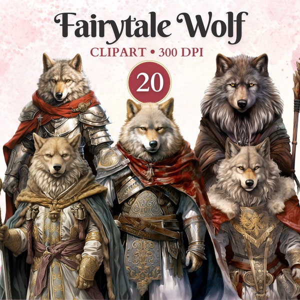 Fairytale Wolf Clipart, Big Bad Wolf, Fantasy Story, Vintage Fairytale, Magical Image Png, Magic Forest, Scrap Book