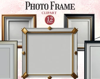 Clipart cadre photo, imprimable cadre photo Png, clipart bordures, éléments décoratifs pour faire invitation, sublimation