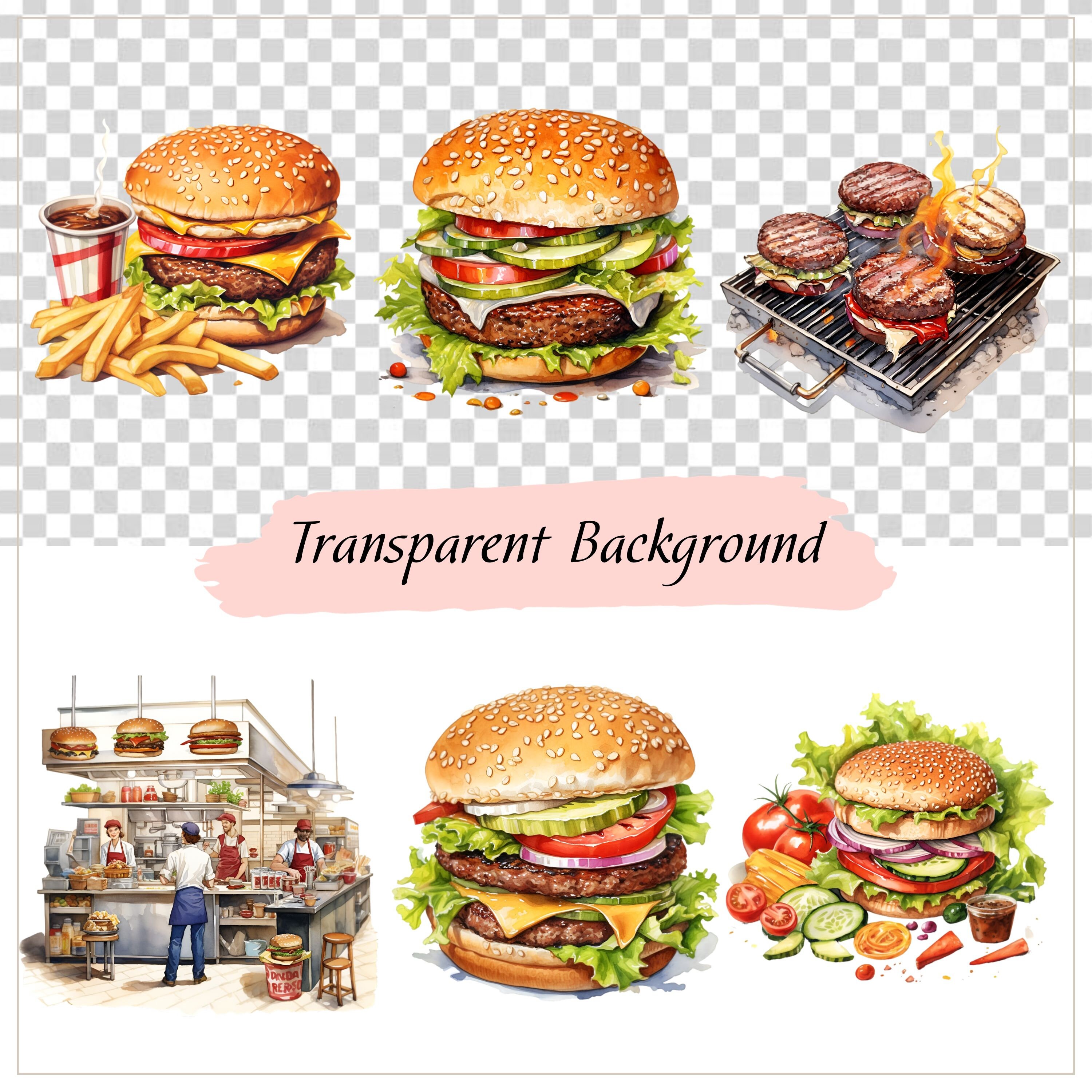 Burger Clipart, Burger Png Vector, Meat Clipart, American Food, Grill