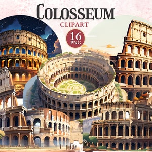 Clipart Colosseum, clipart uit het oude Rome, Romeinse clipart, Gladiator png, Romeinse architectuur, historische png, schrootboek