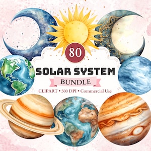 Imágenes Prediseñadas del Sistema Solar, Paquete, Acuarela, Imágenes Prediseñadas de Galaxia, Espacio Exterior, Universo, Png, Sol, Planetas, Gráficos, Fiesta, Cosmos, Uso Comercial