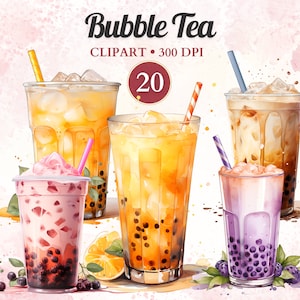 Aquarela Bubble Tea Clipart, Aquarela Boba Tea Png, Summer Clipart, Aquarela, Transparent Png, Instant Download